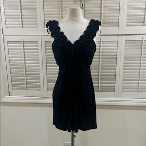 Elegant Black Ruffled Nightgown